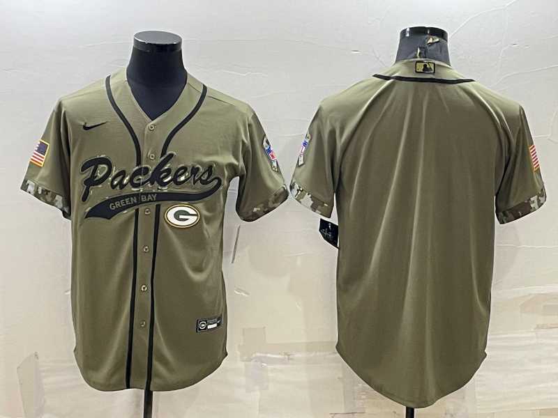 Mens Green Bay Packers Blank Olive Salute to Service Cool Base Stitched Baseball Jersey->green bay packers->NFL Jersey